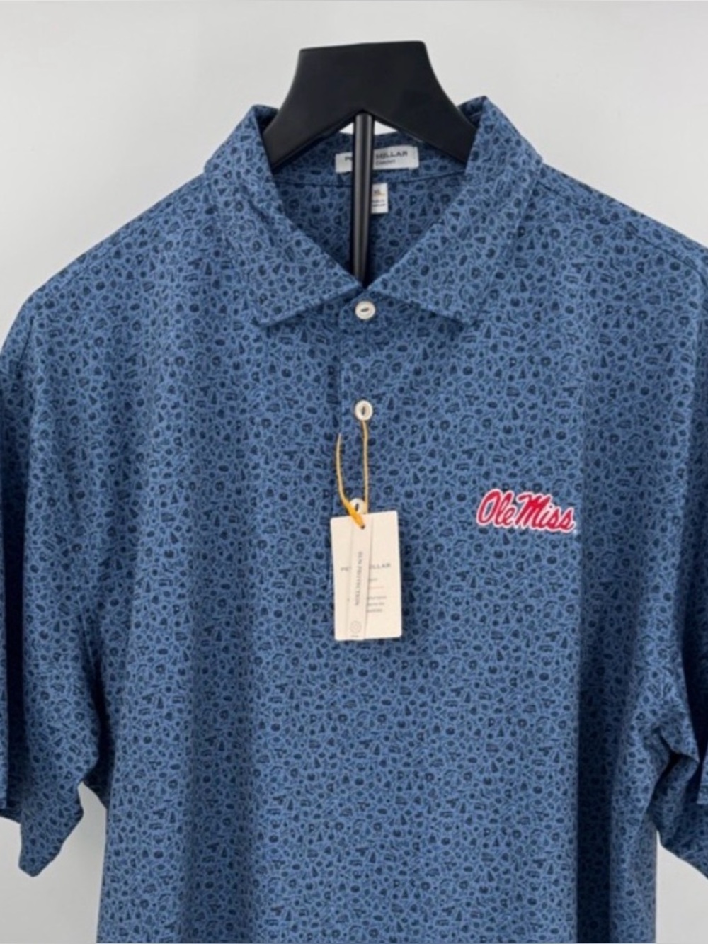 OLE MISS REBELS!!!  Peter Millar "Ole Miss Blue Haze Lights" Polo - XL - NWT
